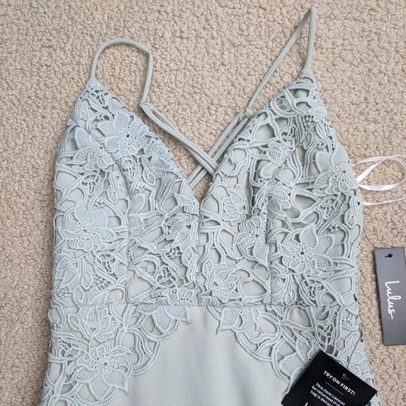 Lulus Dresses & Skirts - NEW Sage Green Backless Lace Maxi Dress